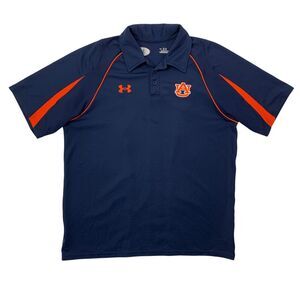 Under Armour Auburn Tigers Shirt Mens M Medium Navy Orange HeatGear Golf Polo
